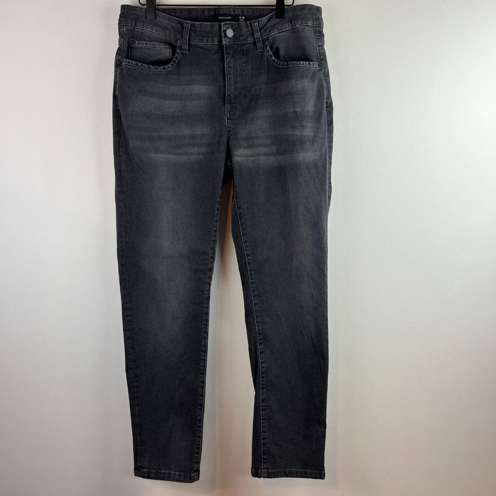 Tahari Women's Size 34 Black Dark Wash Skinny Leg Jeans Mid Rise